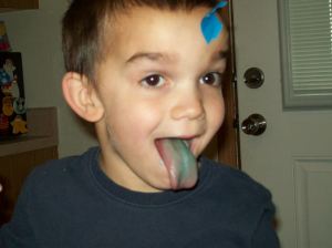 I think the blue tape is turning my tongue blue