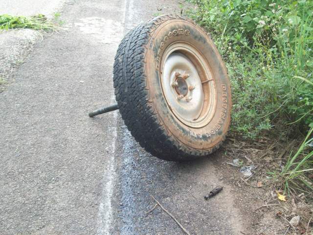 tire with axel rod still attached